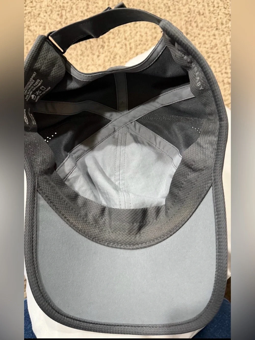 Women’s Gray and Pink Adidas Hat Baseball Cap Velcro Closure in back